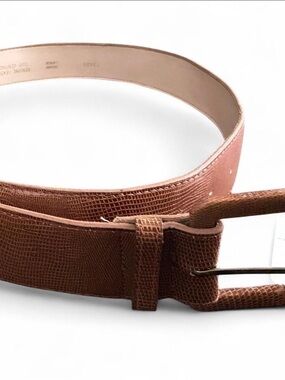 Women's 80s Vintage Cognac Brown Leather Belt - Large